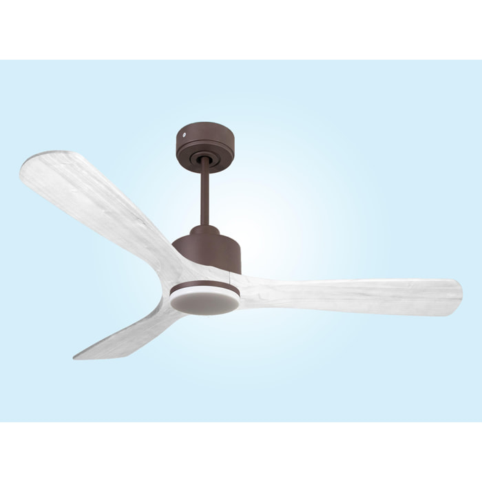 Ventilateur de plafond Réversible  Thermostat Dimmable Wifi Moteur à courant continu Toits en pente Télécommande Lumière à trois tons Hypersilence Mémoire