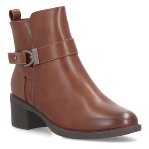 Botines de tacón ancho con hebilla para mujer