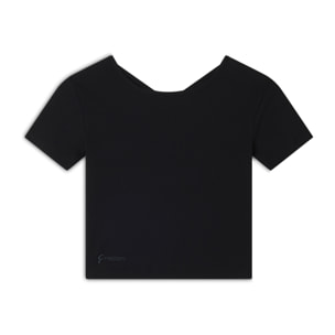 T-shirt slim fit a costine con apertura sulla schiena