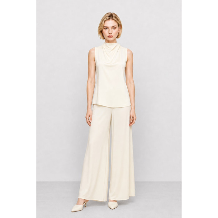 Kocca - Blusa da donna in viscosa con collo alto drappeggiato Donna