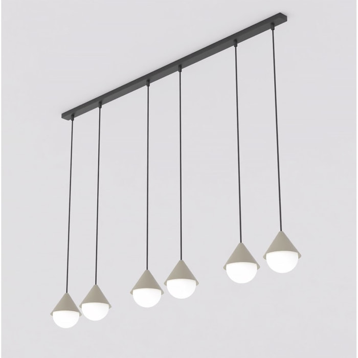 Lampada a sospensione Giro in acciaio nero e vetro