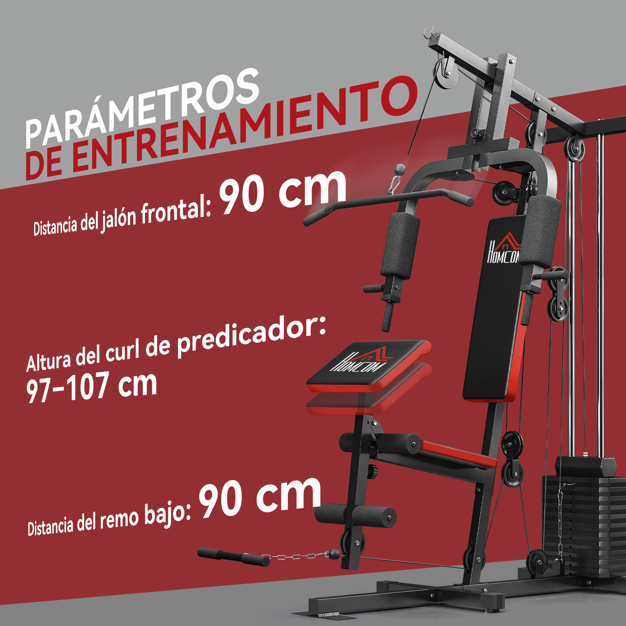 Multiestación Musculación, Máquina de Musculación con Prensa de Pecho, Placas de Peso de 65 kg, Curl de Piernas y Brazos, Polea Mariposa, Carga 100 kg, para Entrenamiento Casa Gimnasio, Negro