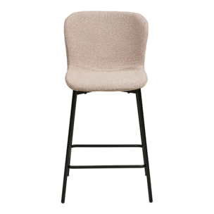 Set 2 sgabelli counter Maceda in bouclé beige con gambe nere 47x55x95 cm