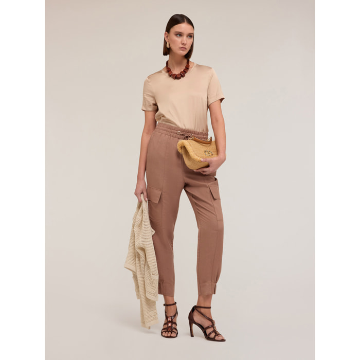Motivi - Camiseta básica de raso - Beige