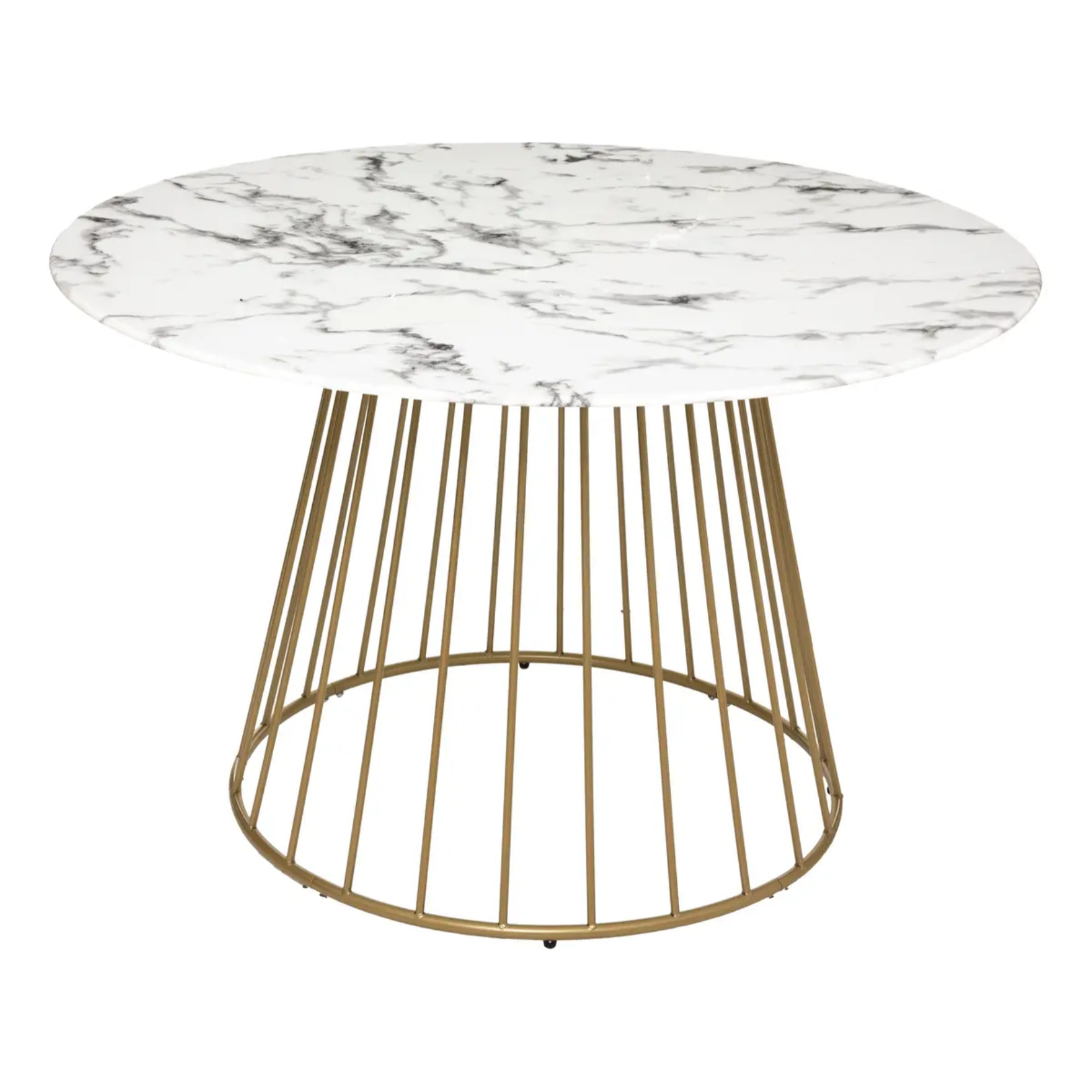Table à manger "Rayo" blanc effet marbre doré D120cm