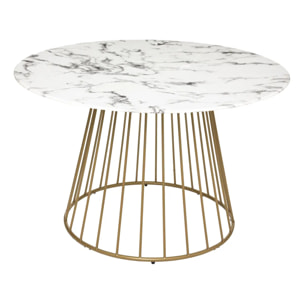 Table à manger "Rayo" blanc effet marbre doré D120cm