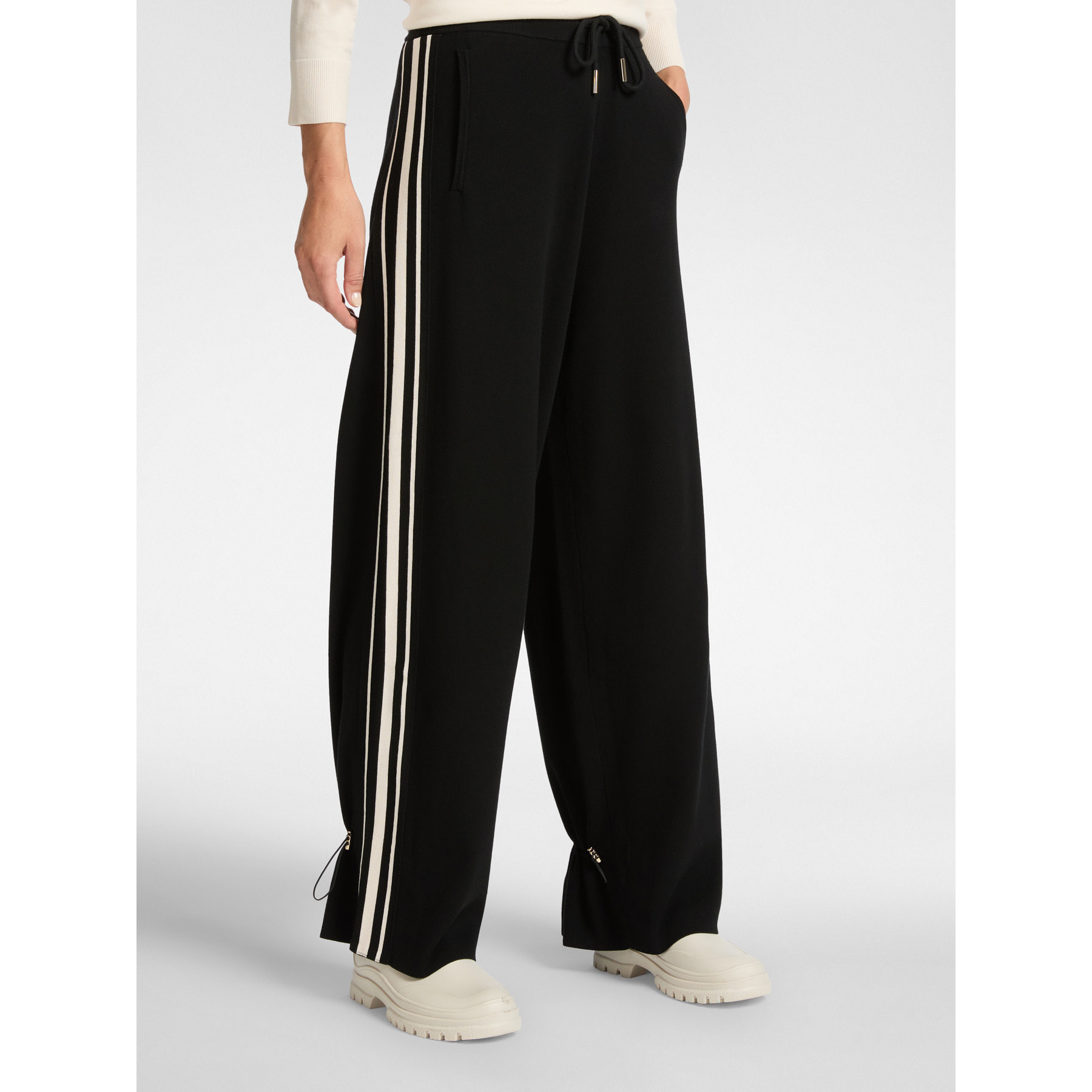 Elena Mirò - Pantaloni ampi in maglia - Nero