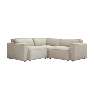 Canapé d'angle modulable 3 places en tissu effet velours texturé beige SPLIT