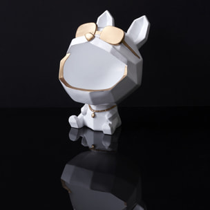 Sculpture Chien A Lunettes Blanc Vide Poche