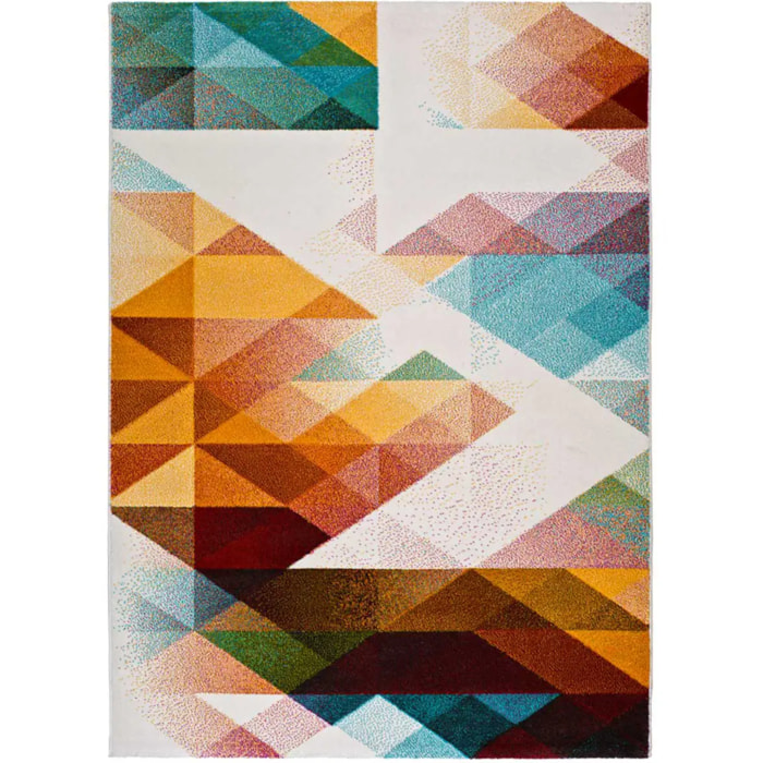 PANDORA Alfombra geométrica de pelo corto multicolor, 160x230 cm.