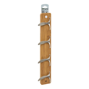 Patère Aly 4 têtes L45cm bois naturel gris