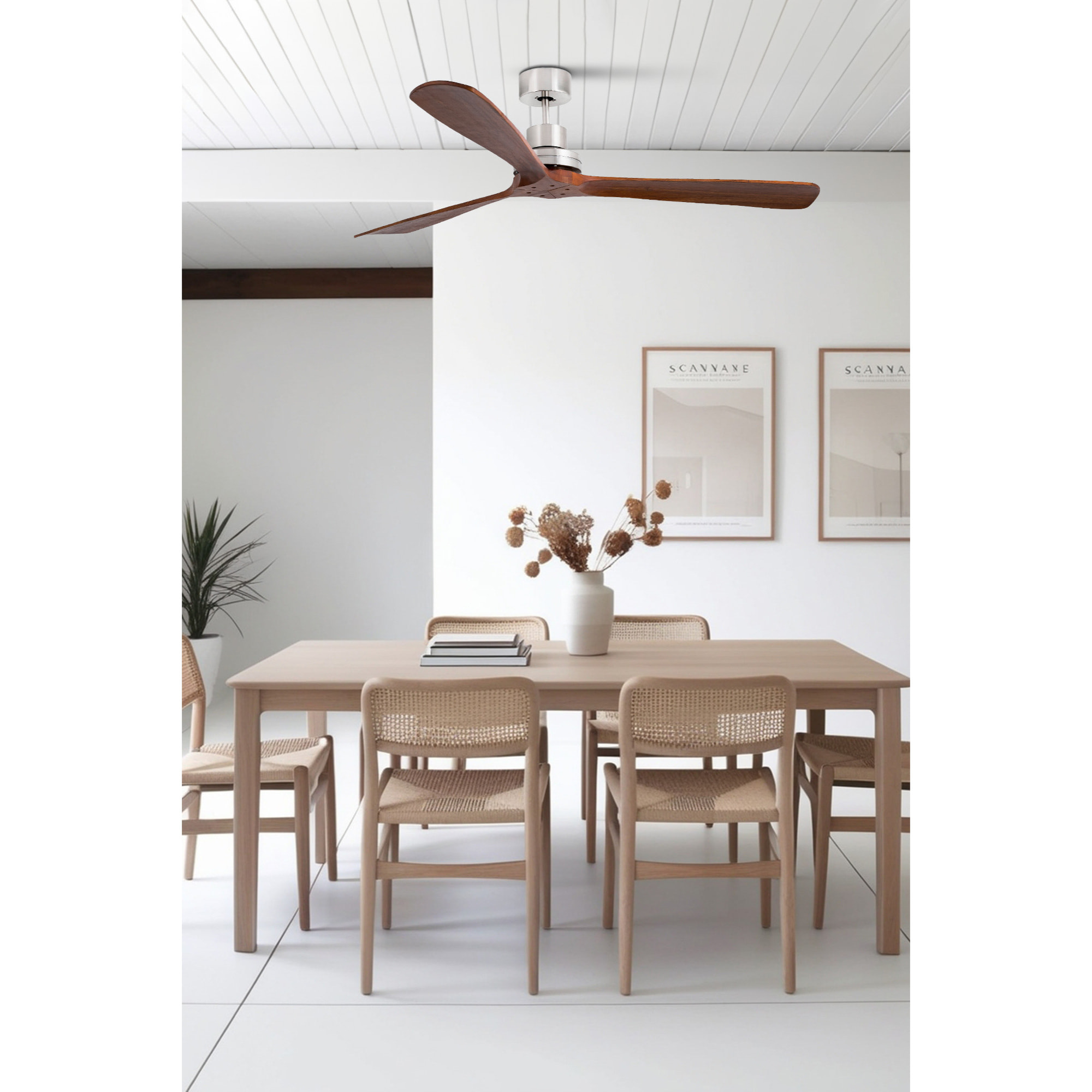 LANTAU XL Ventilador de techo níquel mate/nogal