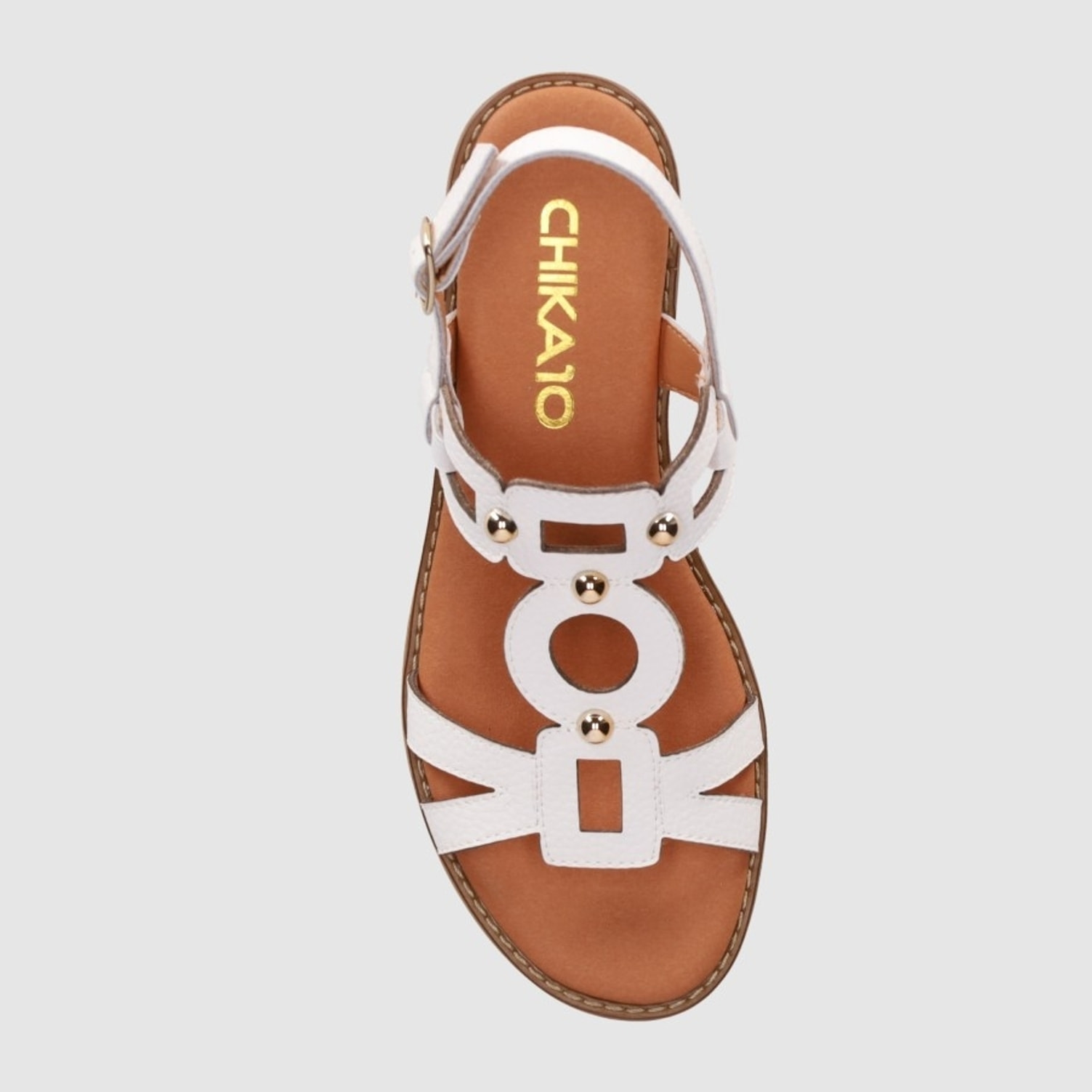 Sandalias de Piel - Blanco - Tacón: 1 cm