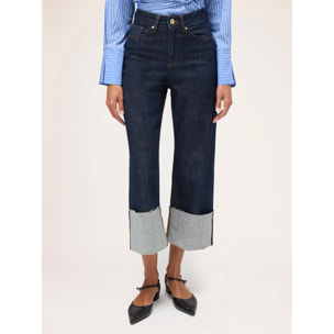 Motivi - Jeans cropped con risvolto - Blu