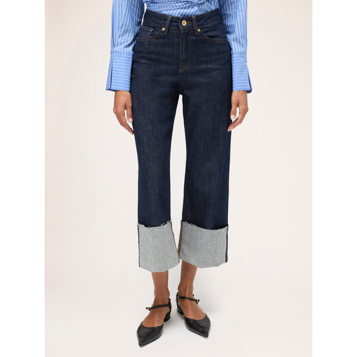 Motivi - Jeans cropped con risvolto - Blu