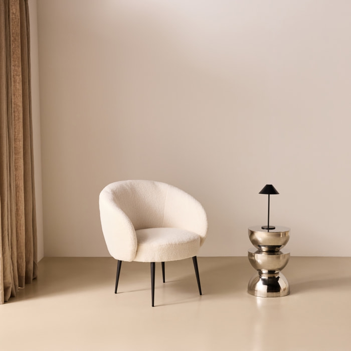 Fauteuil cosy design métal et bouclette HIMA