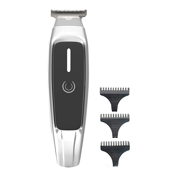 Maquinilla cortapelo con pantalla digital y batería recargable con 2 velocidades y luz. Incluye 3 cabezales intercambiables.