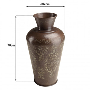 HONORE - Vase alu L35cm H70cm couleur cuivre foncé patine antique