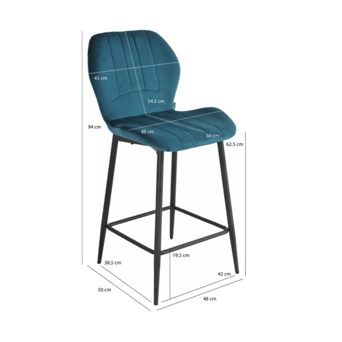 Chaise de bar en velours avec pieds en métal noir - FAUSTINE 2