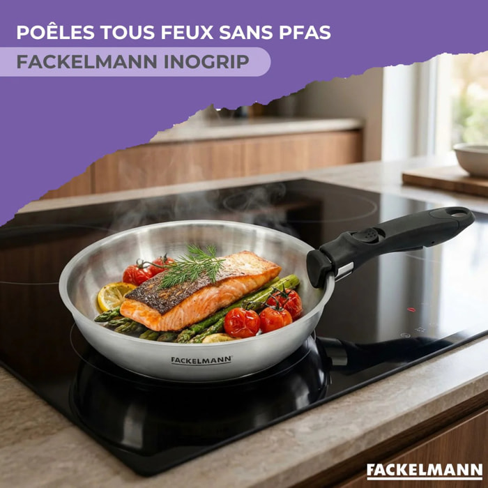 Set de 2 poêles avec manche amovible Fackelmann InoGrip