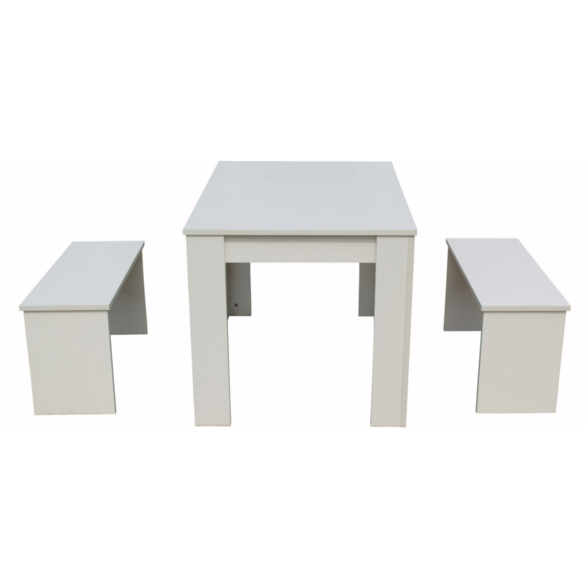 Table avec 2 bancs "Tino" - 110 x 74 x 70 cm - Blanc