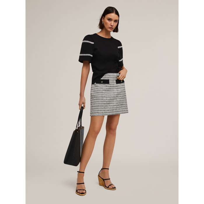 Motivi - Gonna corta in tweed tinto filo - Grigio