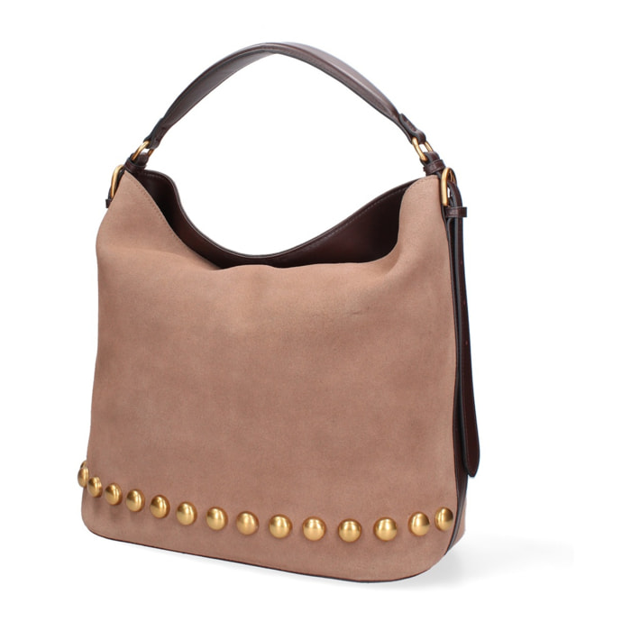 Borsa a spalla da donna Made in Italy - Modello Seraphina Plus - Pelle scamosciata - 31.0 x 31.0 x 15.0 cm