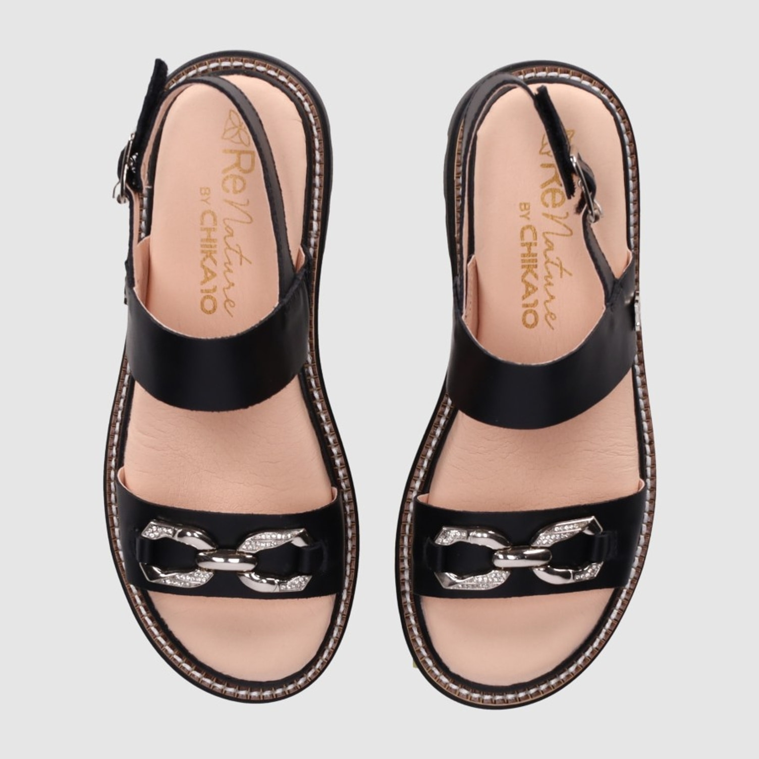 Sandalias de Piel - Negro - Tacón: 4 cm