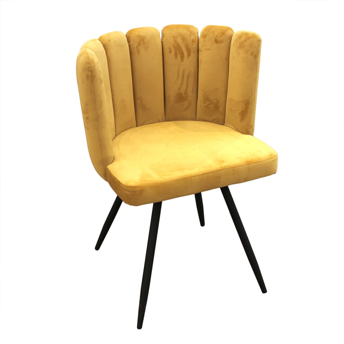 Chaise Ariel Velours Jaune - Lot de 2
