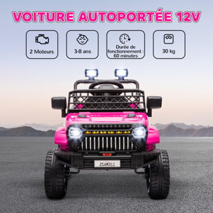 Voiture électrique enfant 4x4 12V 2 moteurs - 3-5Km/h - port USB effets sonores lumineux télécommande - rose