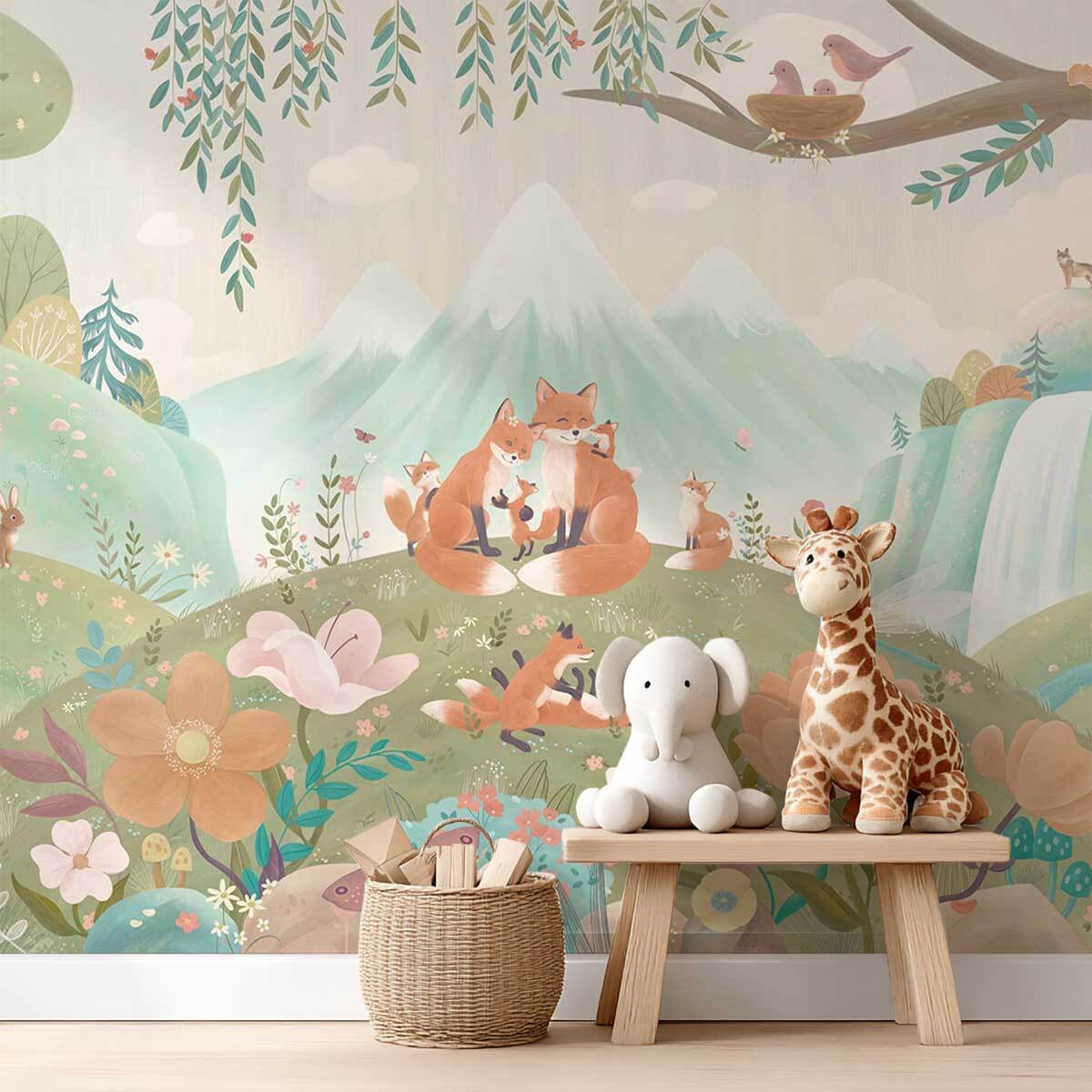 Papier peint renard chambre enfant Intissé
