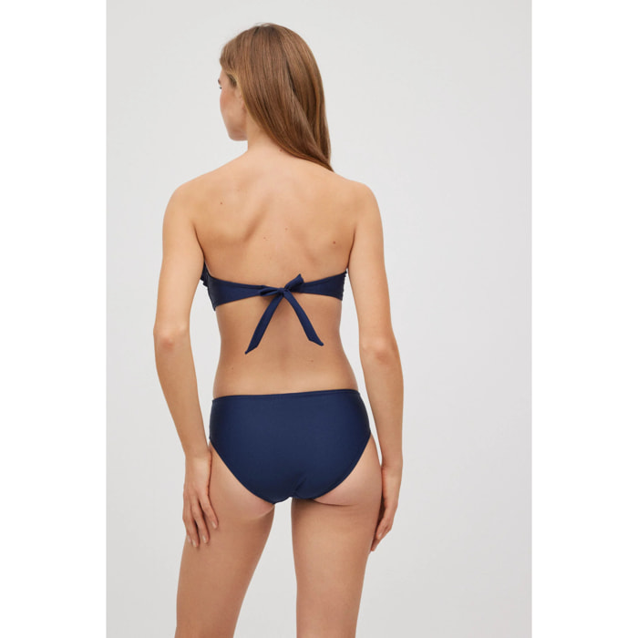 Slip da bagno blu navy arricciato e minimizzante