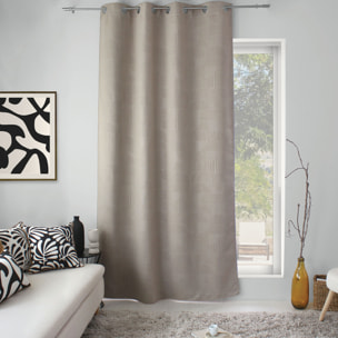 Rideau à oeillets occultant imprimé géométrique - Naturel