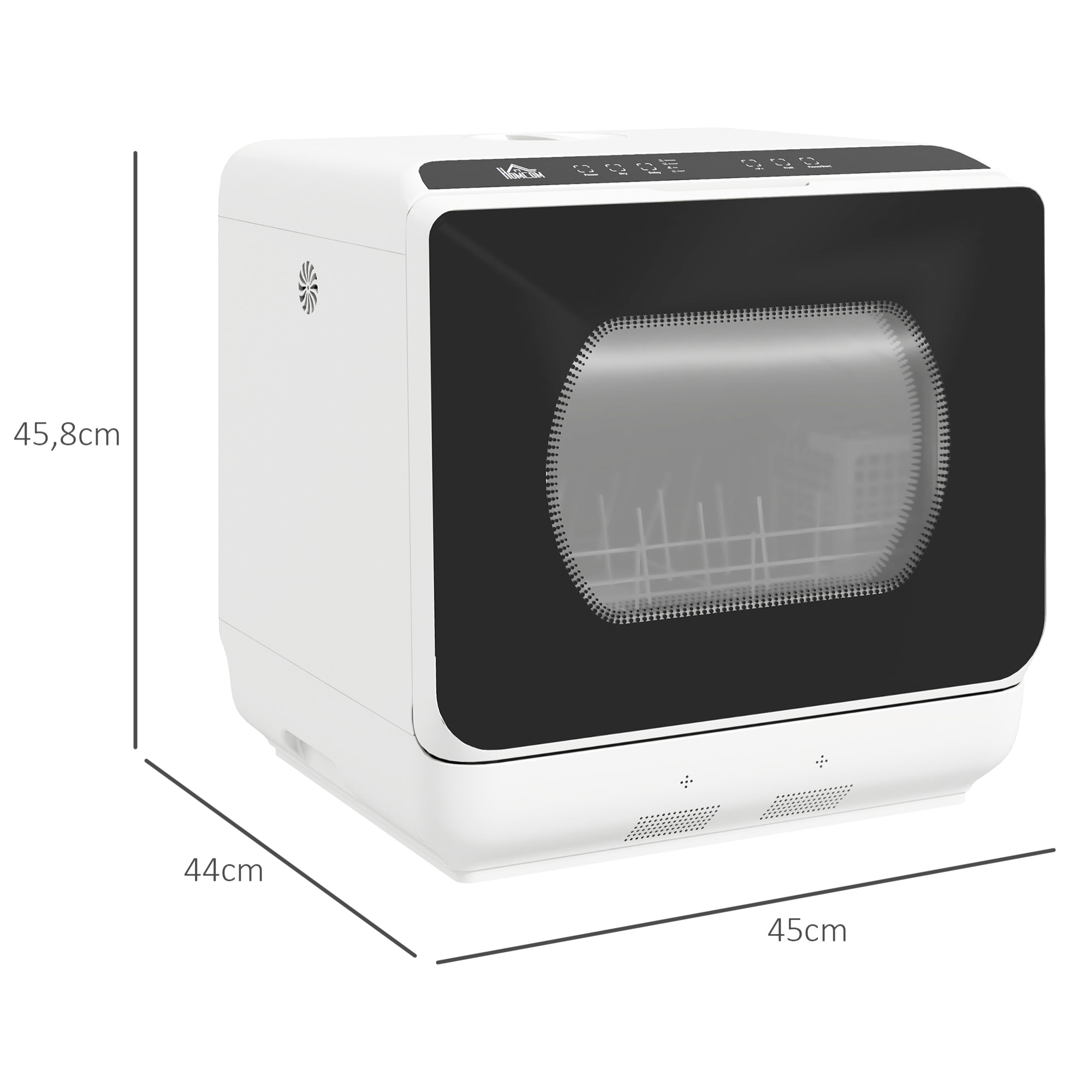Lavavajillas de Encimera Lavavajillas Pequeño con 5+1 Programas Depósito de Agua de 6L Dos Modos de Suministro de Agua ECO Pantalla LED para Cocina Apartamentos