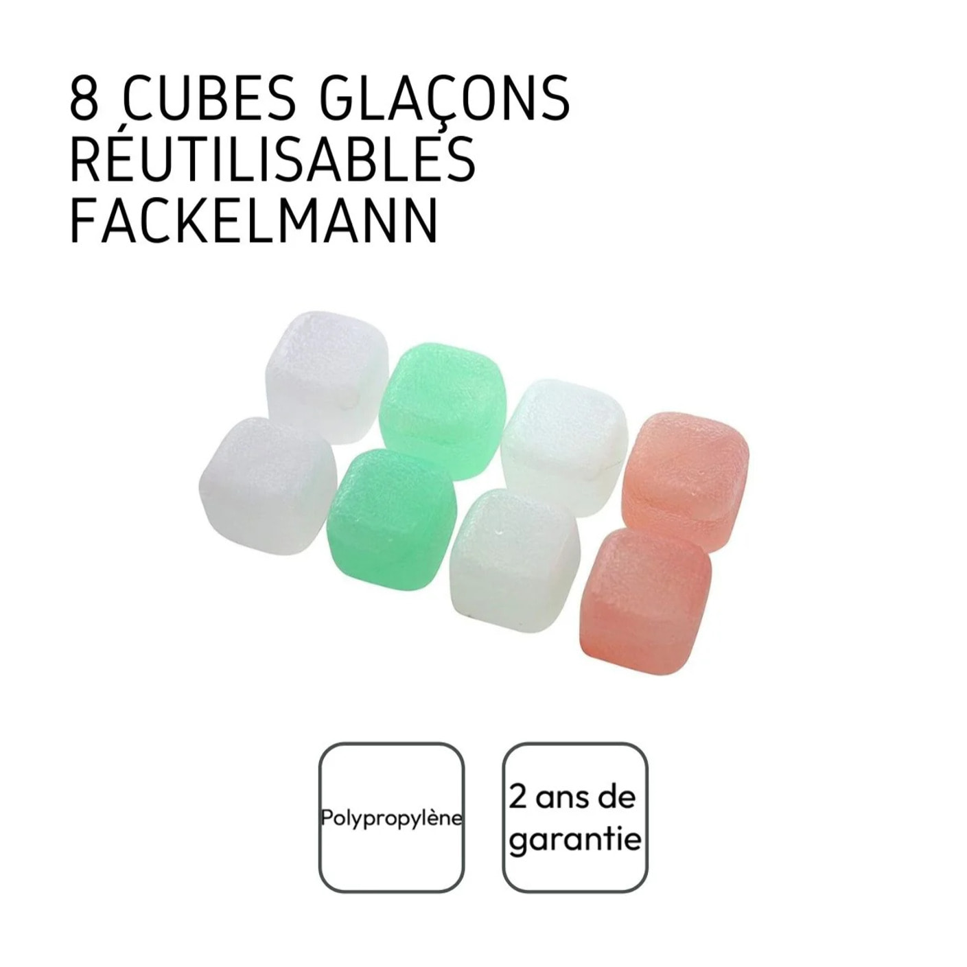 Lot de 8 glaçons réutilisables en plastique Multicolore Fackelmann