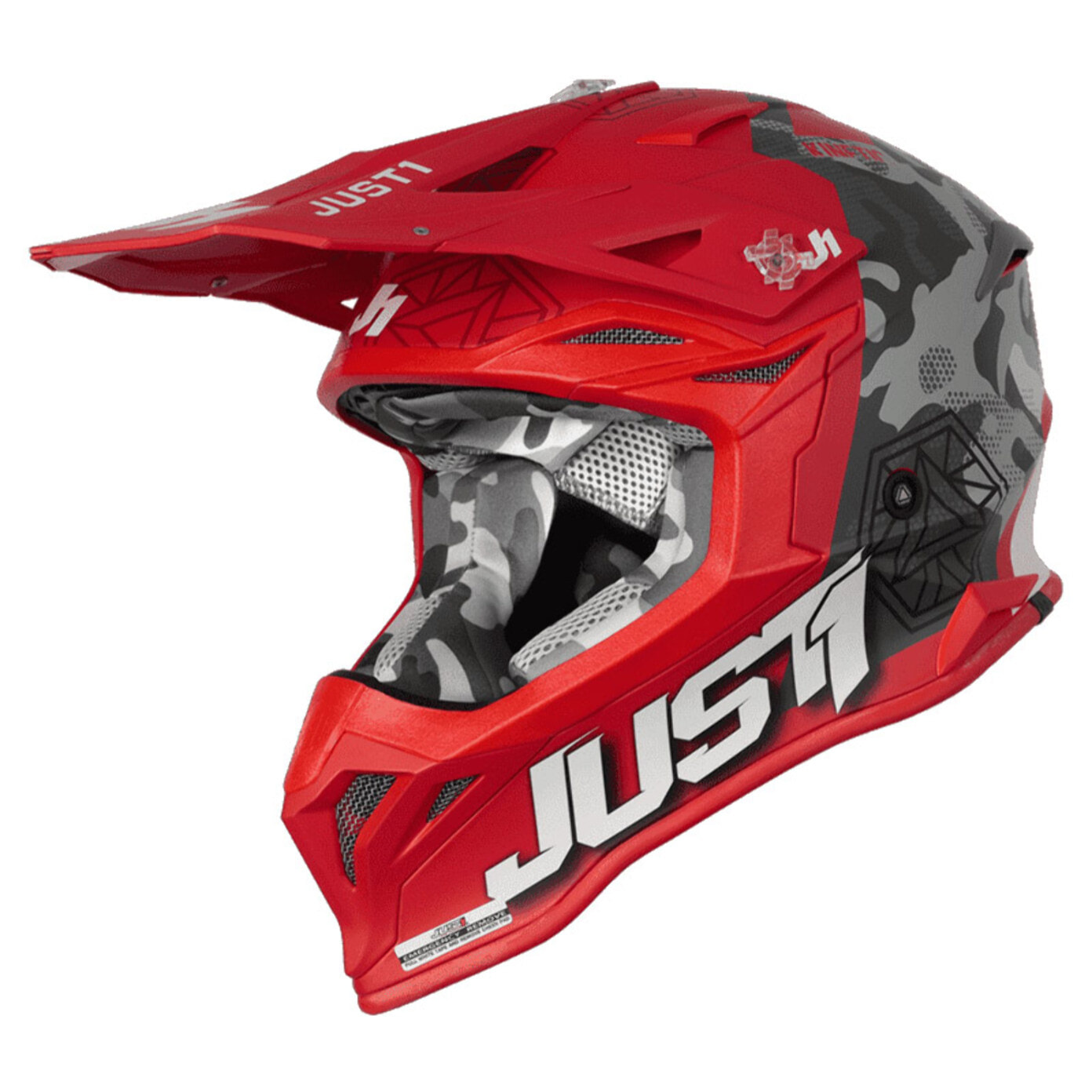 CASCO OFFROAD  J39 KINETIC CAMO BLACK GREY RED (MATT) JUST1
