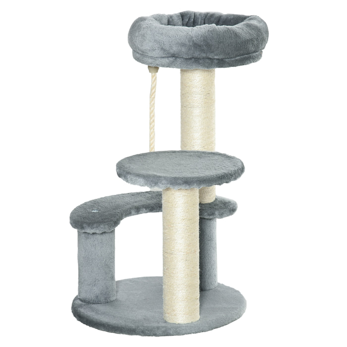 árbol Rascador para Gatos de Felpa y Sisal ÃÂ¤40x65cm Gris