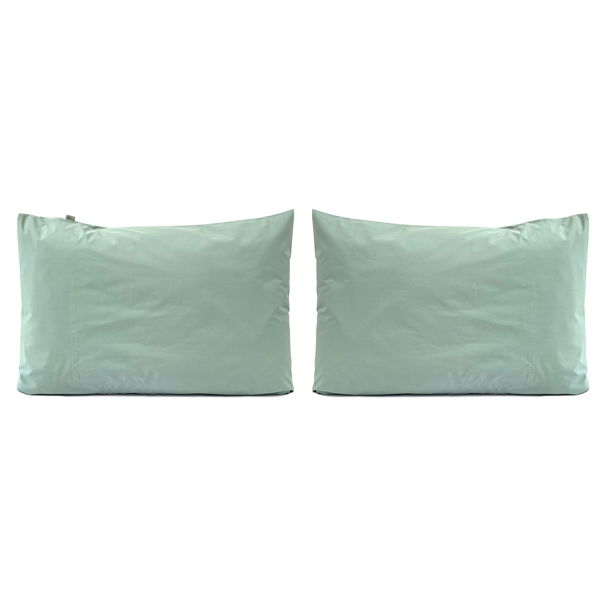 2 Fundas de almohada 100% percal de algodón orgánico LISO 50x75 cm - verde claro