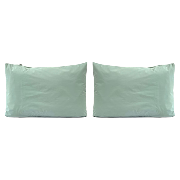 2 Fundas de almohada 100% percal de algodón orgánico LISO 50x75 cm - verde claro