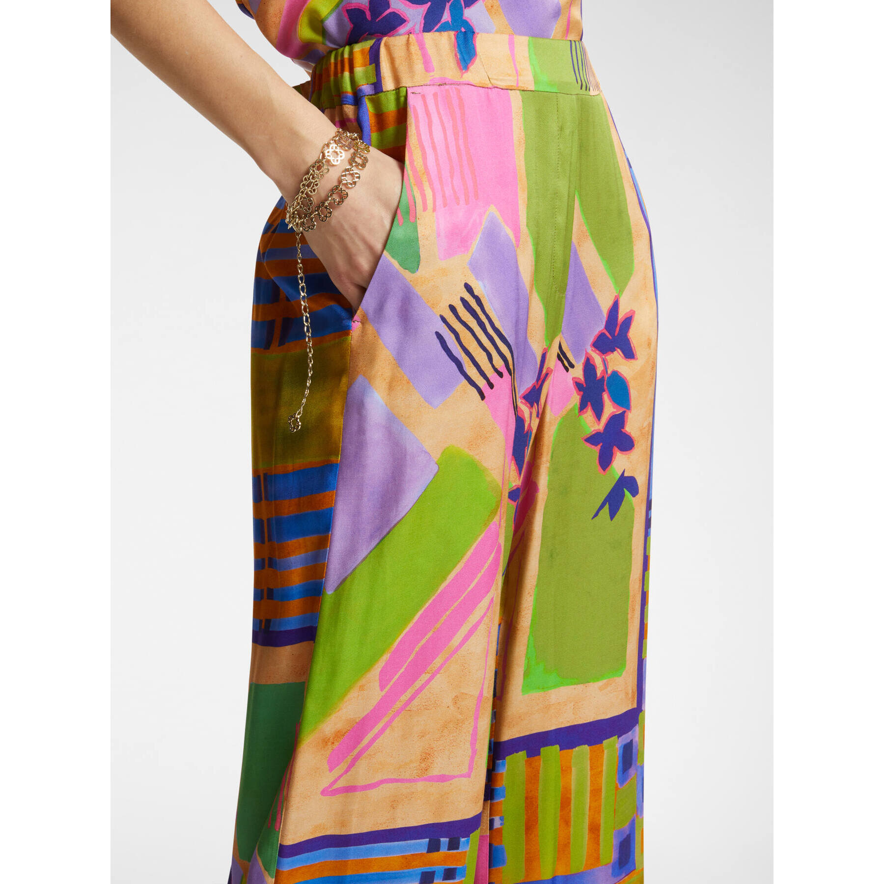 Elena Mirò - Pantalón recto estampado - Verde claro