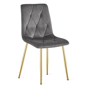 Sedia Libra in velluto grigio scuro con gambe dorate