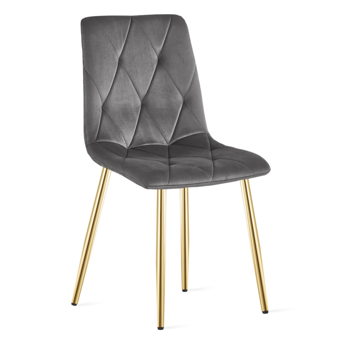 Sedia Libra in velluto grigio scuro con gambe dorate