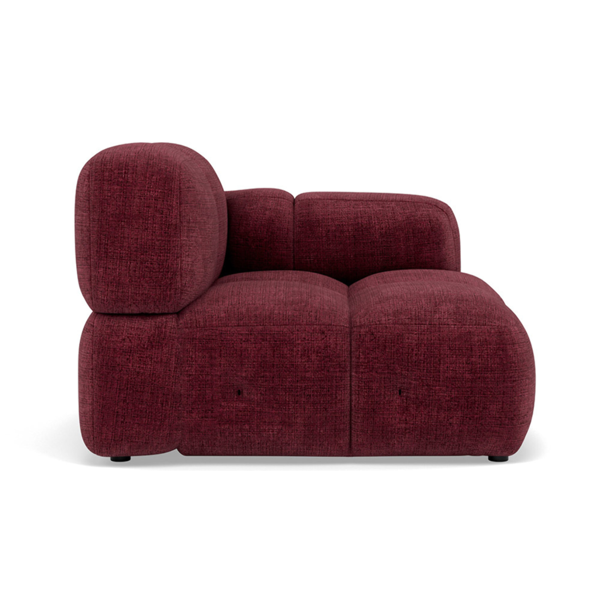 Grace - module d'assise droit en velours texturé - Prune