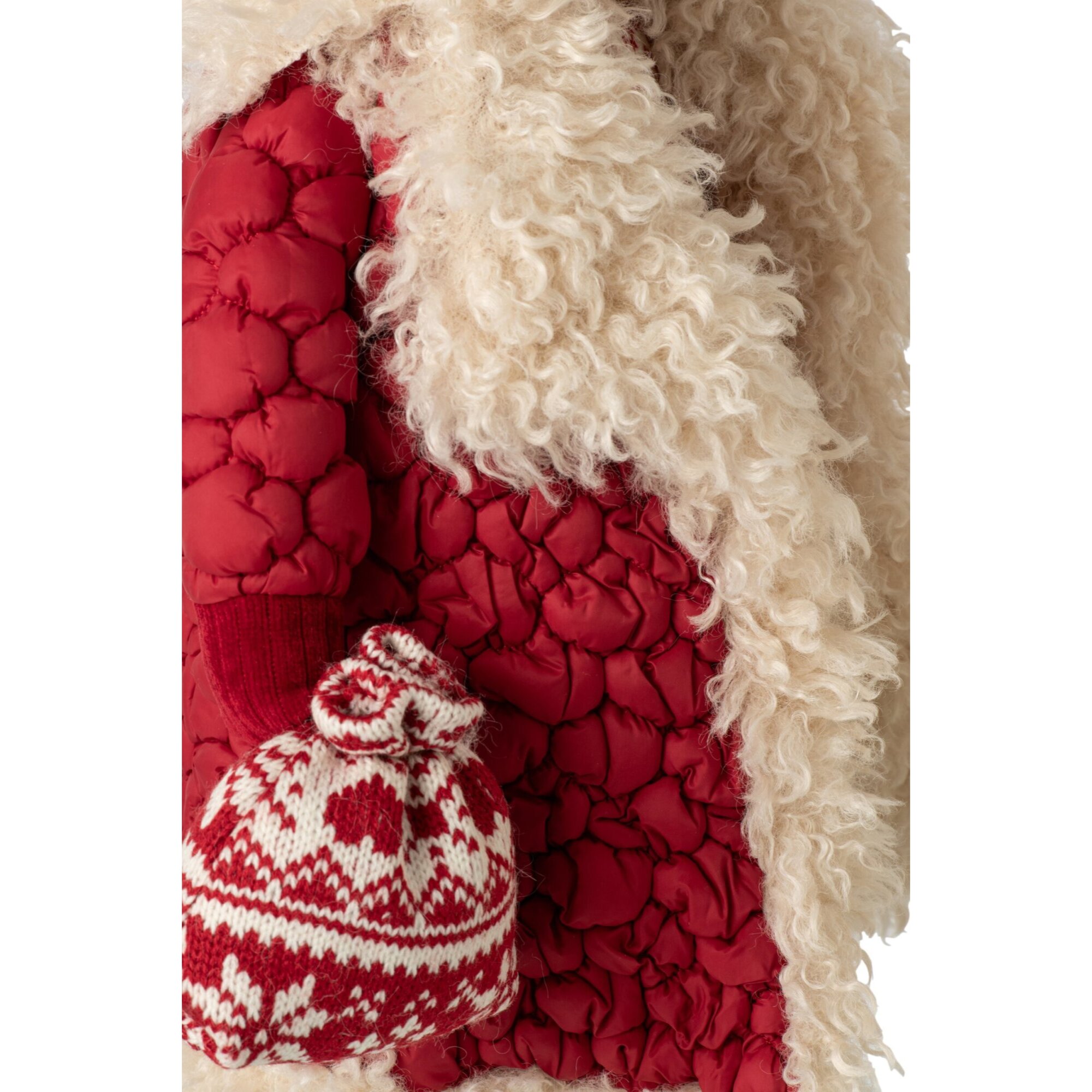 J-Line Élan manteau - polyester - rouge Noël/beige