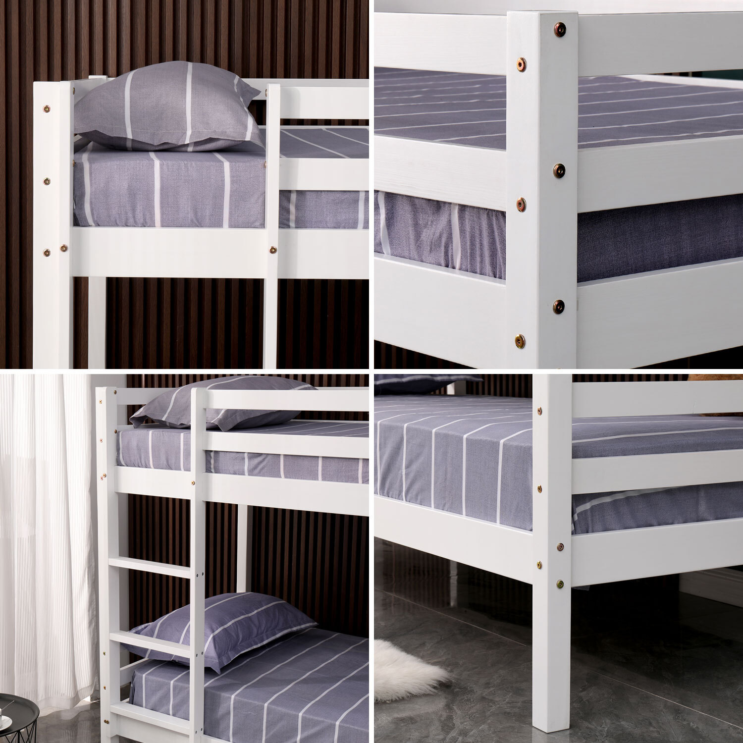 Lits superposés pour enfants 190x90cm blanc AMBRE