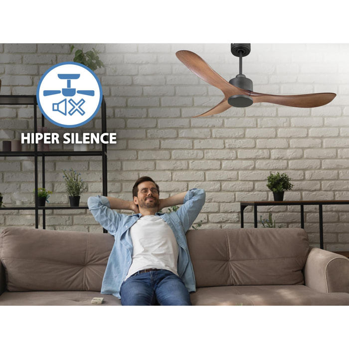 Ventilateur de plafond Réversible  Thermostat Wifi Moteur à courant continu Toits en pente Télécommande Hypersilence Mémoire