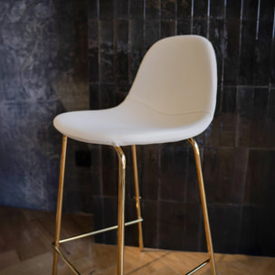 Lot de 2 chaises pour îlot central 65 cm en cuir synthétique blanc - Henrik