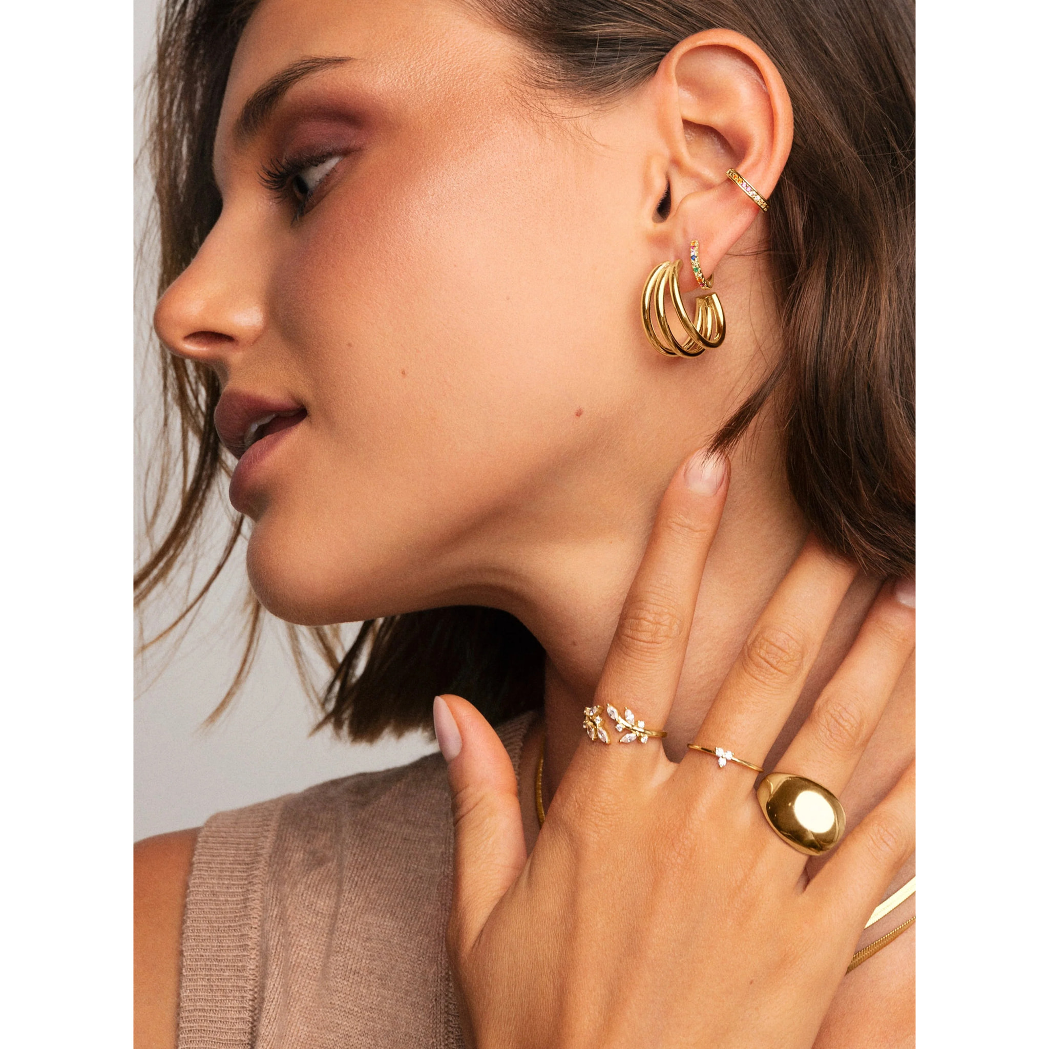 Orecchino Triple Placcato Oro