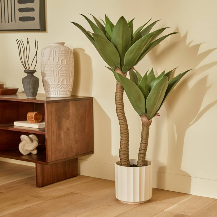Agave artificiel Nyer H.96cm avec pot blanc
