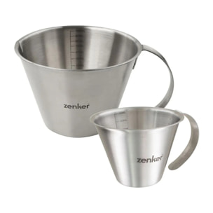 Set de 2 verres doseurs gradués en inox 250 ml et 1 litre Zenker